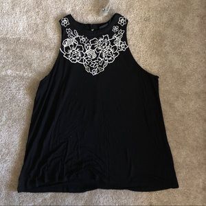 Black Tank with Floral accents